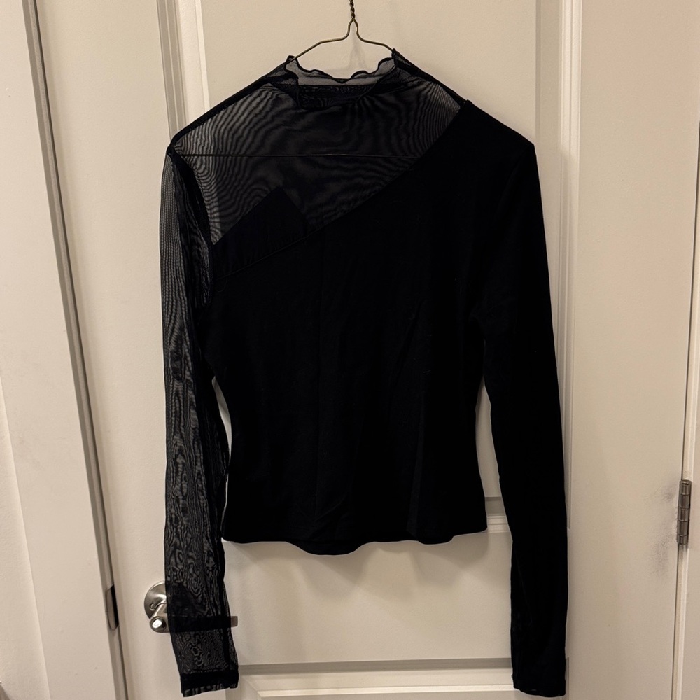 Commense Medium Sheer Neck + Long Sleeve with Upper Asymmetrical Jersey Top